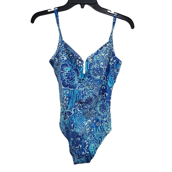 Christina Women's Vintage Blue Silver Sparkle Boho‎ One Piece Swimsuit 10/32 - Picture 1 of 8